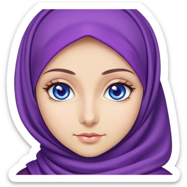 Turkish beautiful finish Konya girl blue eyes with purple color and ramadan design hijab  sticker