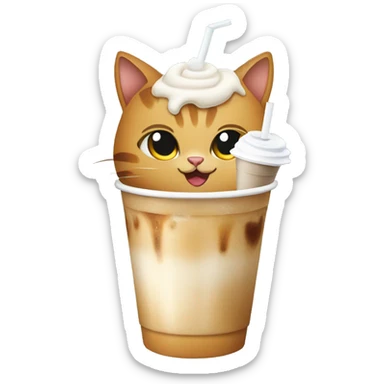 Cat holding iced coffee sticker