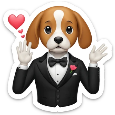 Beagle wearing formal clothes and blowing a kiss sticker