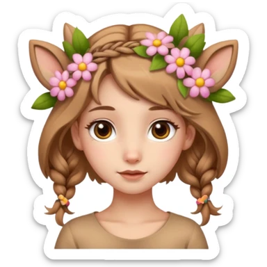 Adult Cute human like fawn with flowers sticker