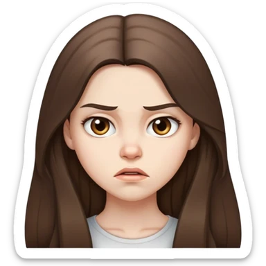  beautiful pale brunette girl with long hair pissed off sticker