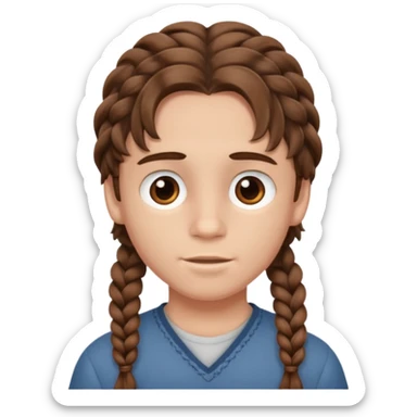 Boy with brown wavy hair in braids sticker