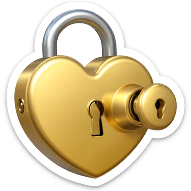 basic gold heart lock sticker