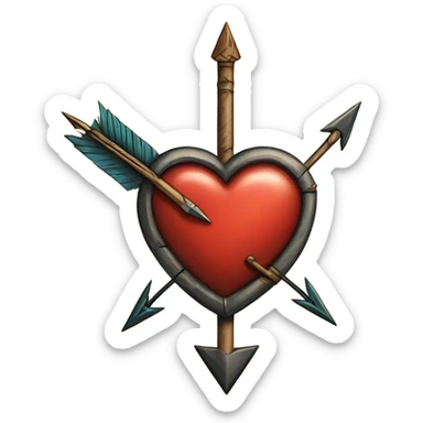 Heart with an arrow through it Tattoo style old-fashioned sticker