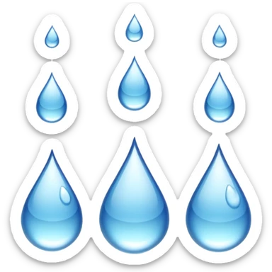 3 water droplets stack on top of each other vertically with two water droplets on the sides; 5 droplets total sticker