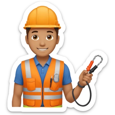 Electrician + cable coil + orange vest sticker