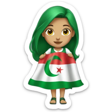 Girl with an algerian flag  sticker