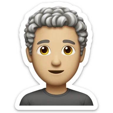 white male, short curly hair, light brown with a hint of grey, stubble, eye roll expression. sticker