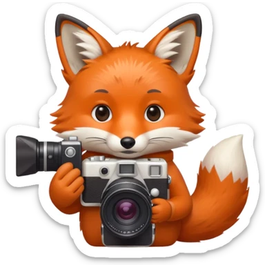 red fox white camera sticker