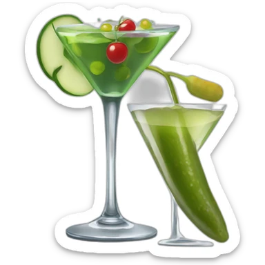 Martini with a pickle on the rim sticker