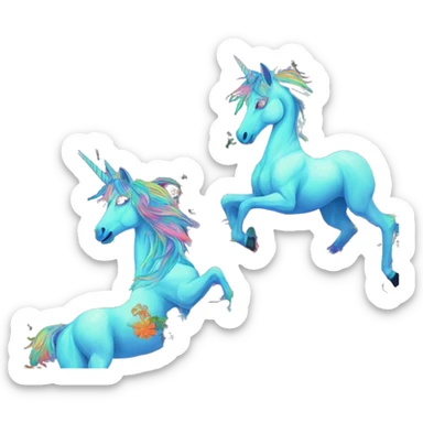 Trippy patchwork glass Zombie Pegasus unicorn psychedelic flowers floral groovy art neon rave raving sticker