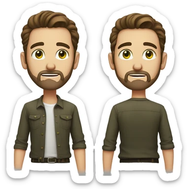 man, short brown hair, short beard, VERY LONG AND POINTY nose, white, green eyes sticker