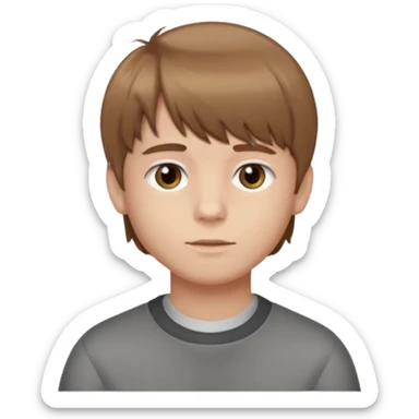 Crie um emoji de um menino com o cabelo castanho claro com uma franja e o corte low fade zumbi sticker