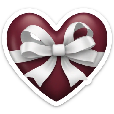 burgundy  heart with white bow sticker