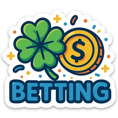 playful and colorful betting logo with a lucky clover and coin sticker