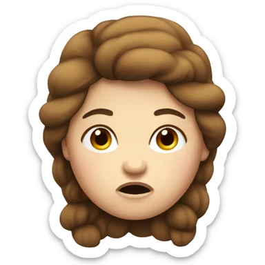 Chubby girl with brown long vawy hair angry sticker
