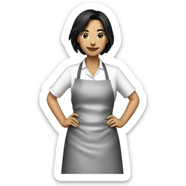 Fair skinned woman with black hair cooking  sticker