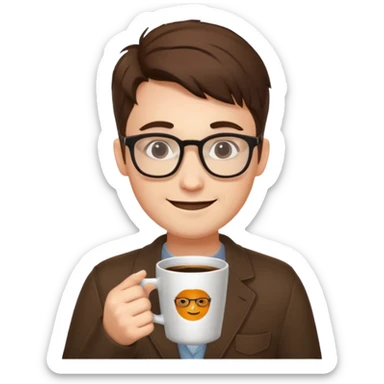 web developer, coffee, glasses, mid 20 sticker