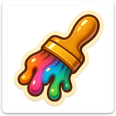 emoji style sticker of a paintbrush with colorful paint sticker