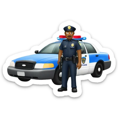 police officer outdoors with vehicle and plunger sticker