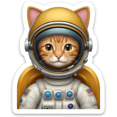 Astronaut with helmet closed rides cat sticker