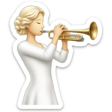 A white lady playing the white trumpet sticker