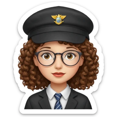 hatted girl with glasses and curly hair wearing tie sticker