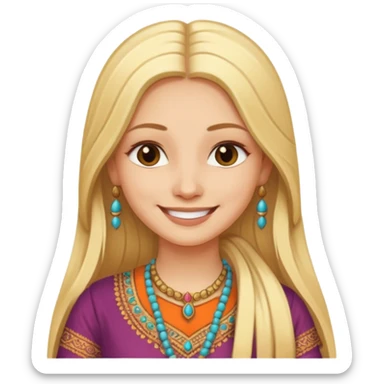 emoticon de una mujer rubia de pelo largo con vestimenta de india sticker