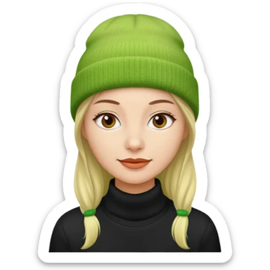 woman with apple green beanie sticker