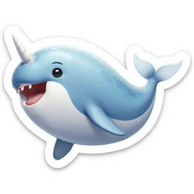 Cinematic Cute Yawning Narwhal Portrait Emoji, Head tilted slightly with a dramatic, wide-open yawn, showcasing a sleek, graceful form and a subtly curved tusk, sleepy eyes half-closed in drowsy contentment, Simplified yet irresistibly adorable features, highly detailed, glowing with a soft, cozy oceanic glow, high shine, relaxed yet expressive, stylized with a touch of whimsical charm, bright and endearing, soft glowing outline, capturing the essence of a drowsy yet affectionate sea guardian that seems ready to drift out of the screen for a nap! sticker