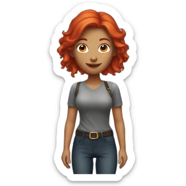 red hair women who loves gaming sticker