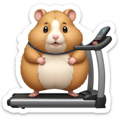 fat hamster big belly trying to run on treadmill  sticker