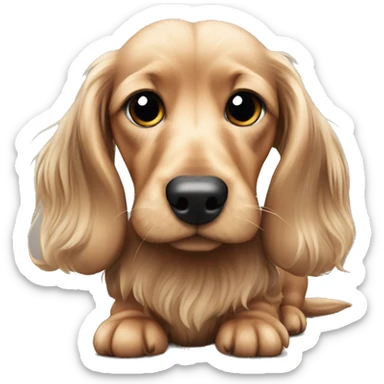 Chunky Miniature long haired dachshund while body sticker