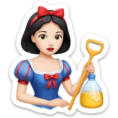Snow white cleaning up her room sticker