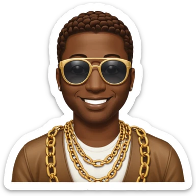 Gucci Mane with chains on and sunglasses sticker