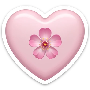 white heart emoji with a single sakura blossom sticker