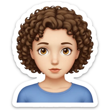 A girl with short curly hair and forehead acne  sticker