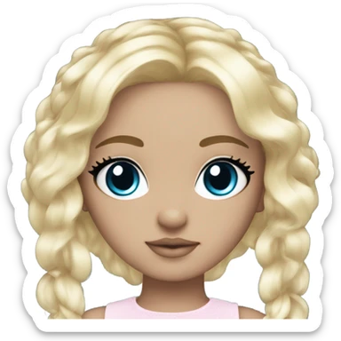 ocean blue doll eyes, blonde hair, feminine, pink, girl, angelic sticker