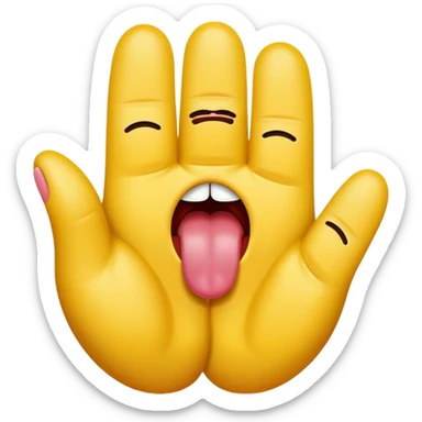 Tongue sticking out between two v'd fingers sticker