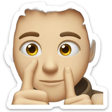 holding thumb and index finger next to your nose/eyes, sighing sticker