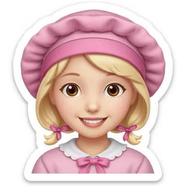 girl wearing a pink bonnet sticker