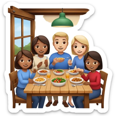 family having dinner sticker