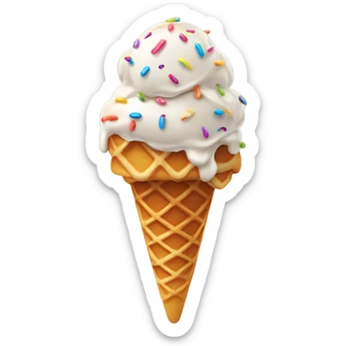 Soft ice cream in a waffle with sprinkles  sticker