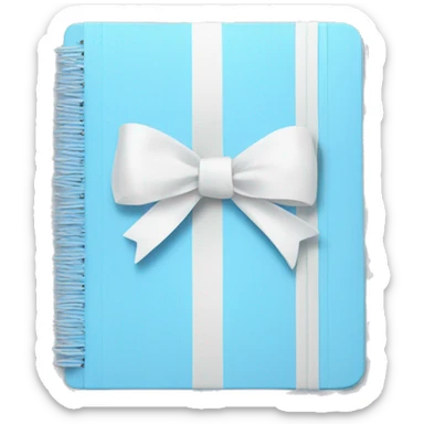 Pastel blue notebook with a white bow on it sticker