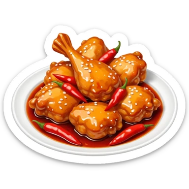 Orange chicken with spicy red peppers sticker