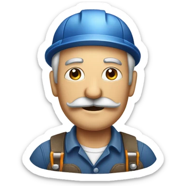 old repairman with mustache sticker