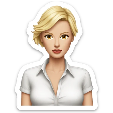 ultra realistic charlize theron wearing shirt sticker