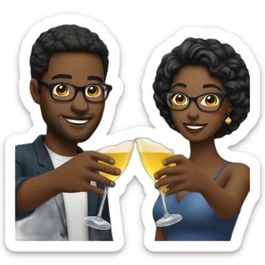black couple toasting glasses sticker