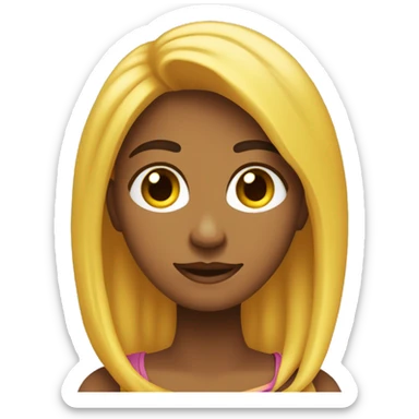 Cara redondo amarela com um rosto de entediado com um cabelo grande e espetado e da cor preta  sticker