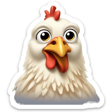 A chicken with three noses sticker
